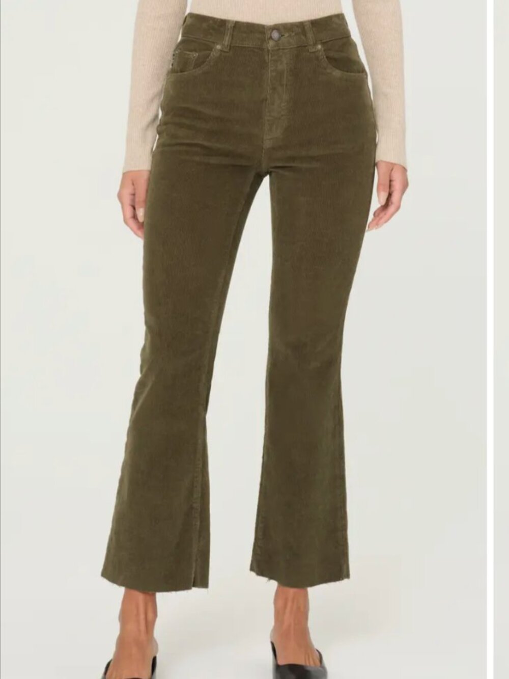 NWT DL1961 Bridget Bootcut Cotton Corduroy Ankle Pants Olive Green Rich Style 32